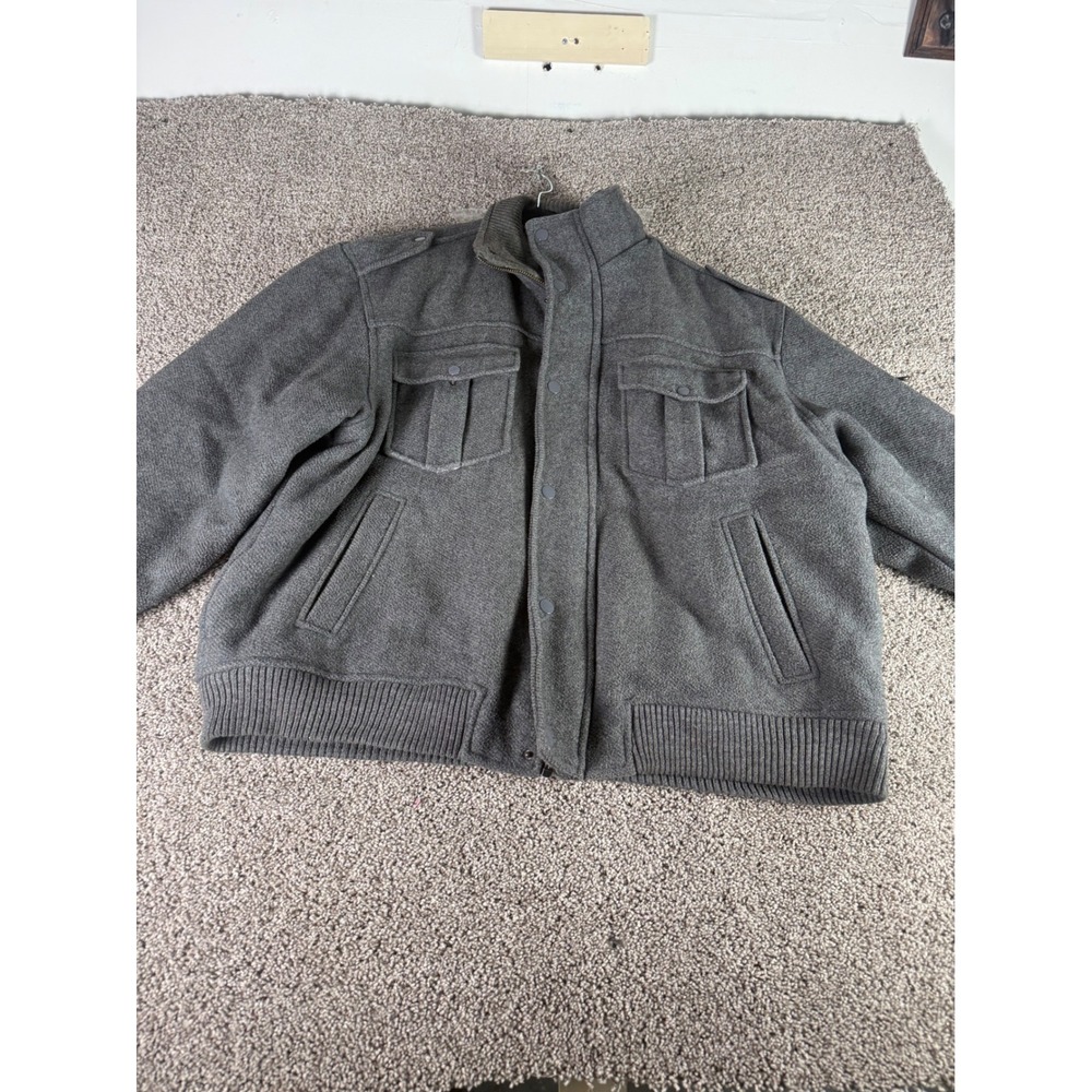 Jordan Craig Mens Gray Wool Blend Quilted Lined Bomber Jacket 5XL RN79771